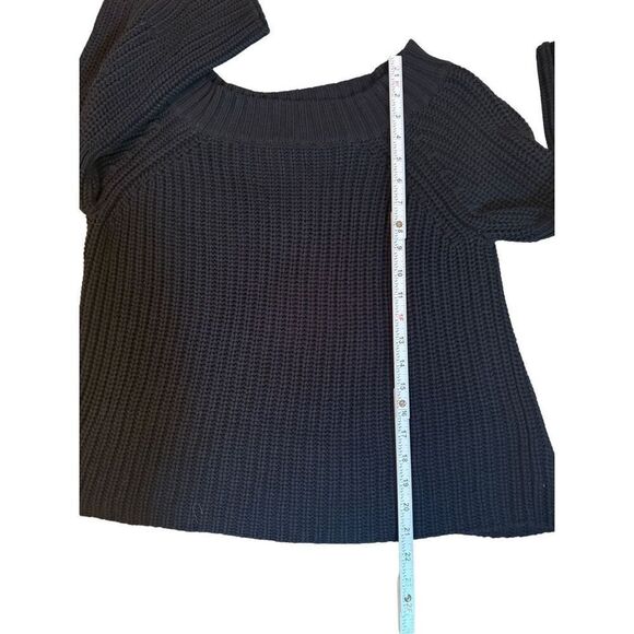 525 America women’s black open chunky knit sweater with bell sleeves minimalist - Picture 5 of 8